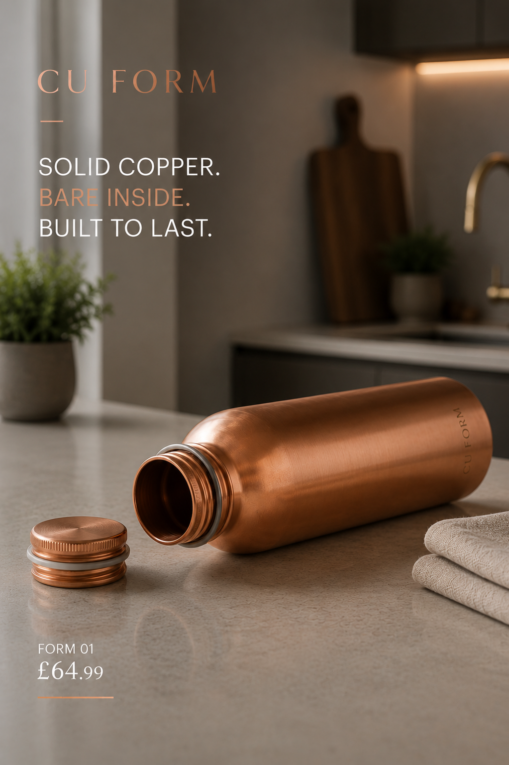 Open copper bottle